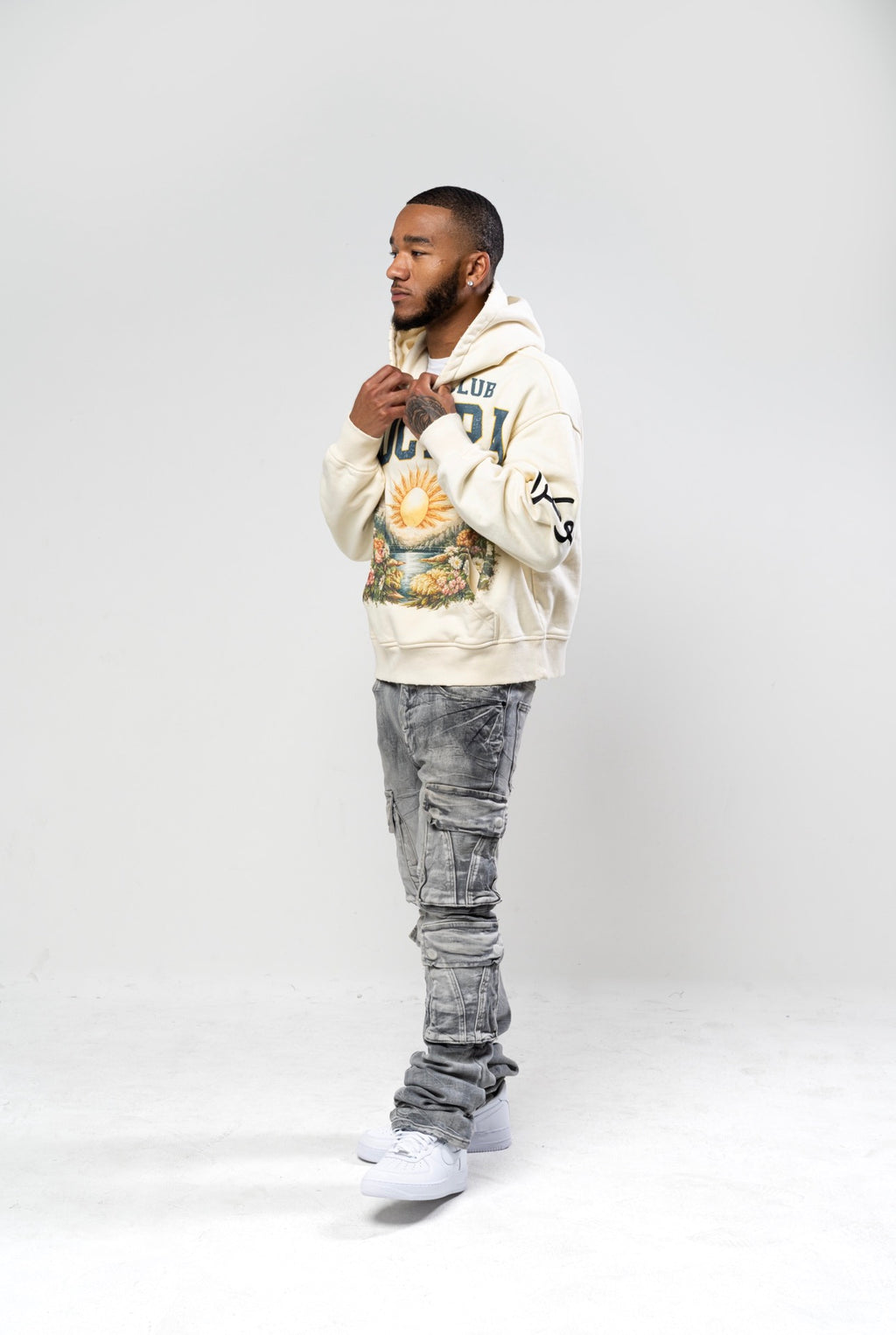 NOCTRA Athletic Club Hoodie – Cream